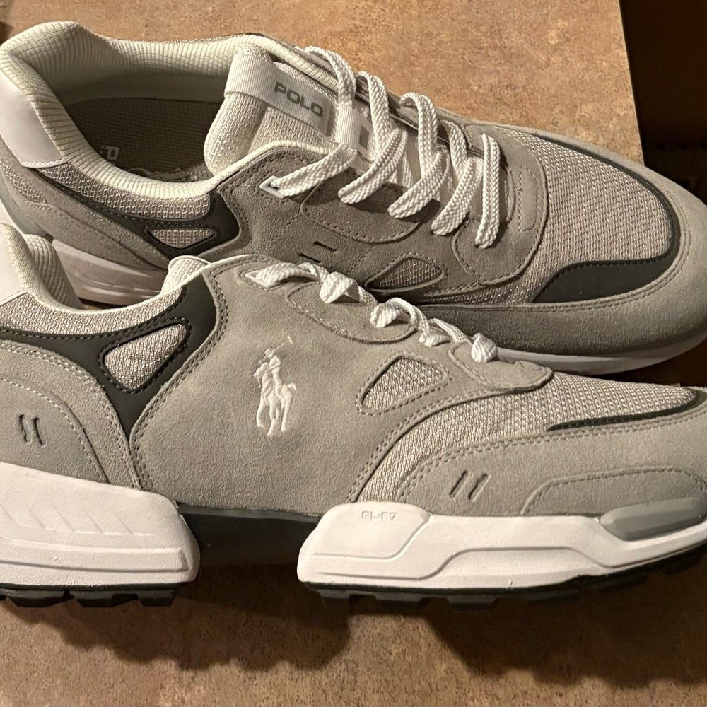 Polo by Ralph Lauren Light Gray and White Men's Sneakers